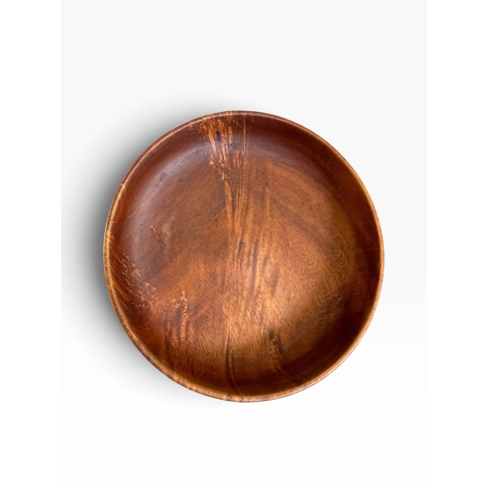 Vintage Hawaiian CURLY KOA WOOD Plate Dish Calabash Umeke Handmade Turned